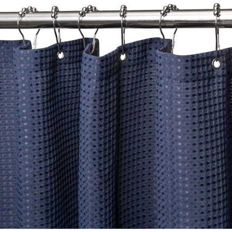 Shower Curtain, Anti-Mold Fabric - 182x182CM (Dark Blue) Heavy Duty Shower Curtain with Weighted Hem
