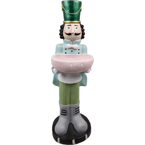 Figurine Casse-Noisette Décoration de Noël avec Coupelle Vert et Bleu 25x24x79 cm - PANGIVO (1/5)