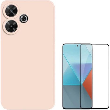 1 Kit film verre trempé 5D,coque silicone liquide,protection écran complète,bords noirs,fin et antidérapant,pour Redmi 13