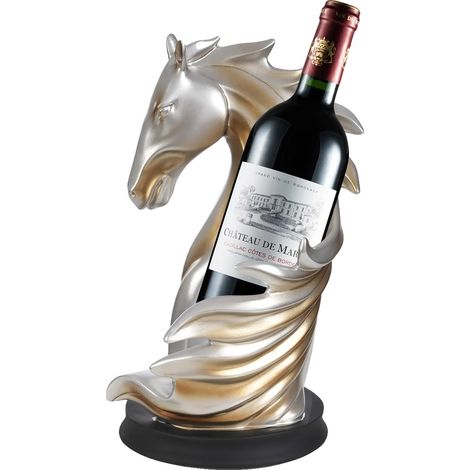 Porte-bouteille de vin, résine de haute qualité, diamètre de base de 6,69 pouces, adapté aux bouteilles de vin, finition durable et résistante à l'usure, design moderne de tête de cheval (1/5)