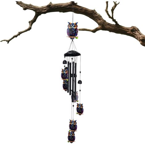 Carillon à vent hibou en métal, décoration de jardin (1/5)
