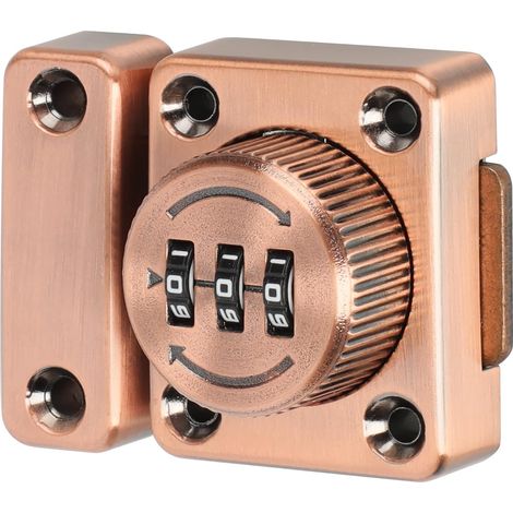 Cerradura de combinación sin llave de tres dígitos con tornillos de seguridad - cerradura para puertas correderas de armarios (marrón) (1/5)