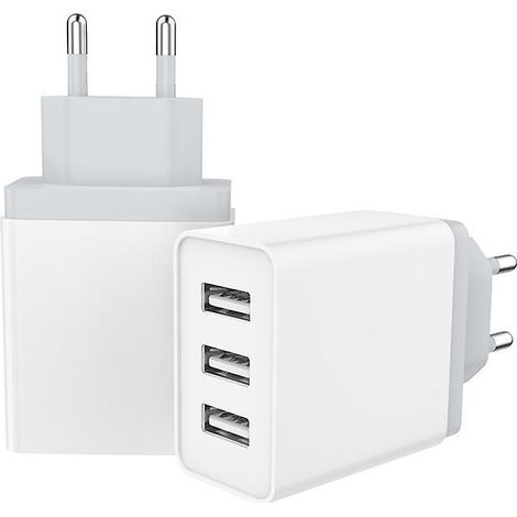 chargement De Deux Pices , Chargeur Secteur Usb 3 Ports Universel Chargeur Mural (5v 3a Max) Adaptateur Usb Universel Pour Apple Ios, Android, App (1/5)
