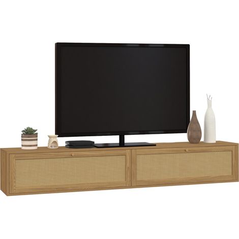 HANAE 180 cm mobile TV a parete 2 ante effetto canna naturale