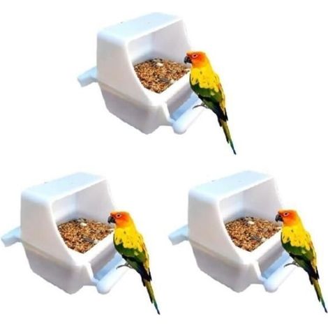 Set of 3 Hanging Cage-Shaped Bird Feeders - Bird Food Dispenser - Splash-Proof Bowl (1/4)