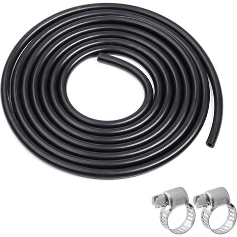 4 m Silicone Hose, Silicone Hose, Petrol Hose 4 mm, Cooling Hose, Turbo Hose, with 2 Hose Clamps, Inner Diameter 4 mm, Outer Diameter 8 mm (Black) (1/5)