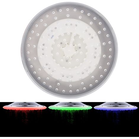 Tête de douche ronde 8" RGB LED en inox, effet pluie pour salle de bain (1/5)