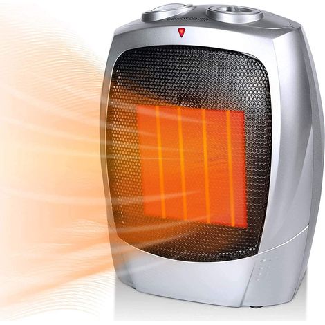 Chauffage d'appoint électrique pour chambre, radiateur céramique portable à brancher de 750 W/1500 W avec thermostat réglable, sûr pour