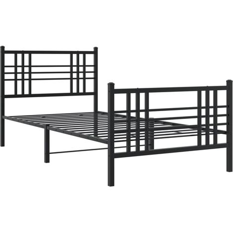 Estructura cama sin colchón con estribo metal negro 90x200 cm vidaXL (1/4)