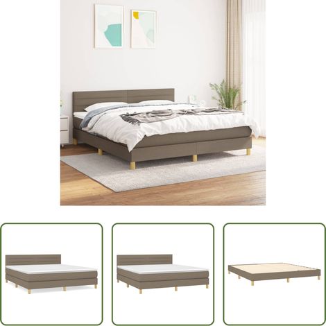 vidaXL Kopfteil - Boxspringbett mit Matratze Taupe 180x200 cm Stoff (1/5)