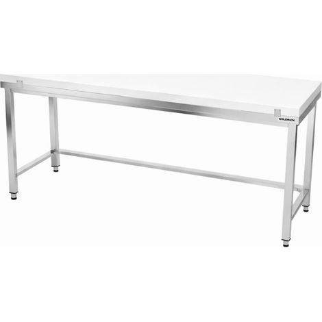 Table de travail en inox 1800x800 mm avec plaque de découpe blanche et renfort PREMIUM - GOLDINOX (1/4)