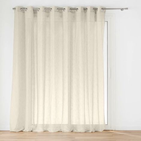1 pièce Voilage à œillets, 300 x 240 cm, voile tissé effet lin, pour baies vitrées et grandes fenêtres
