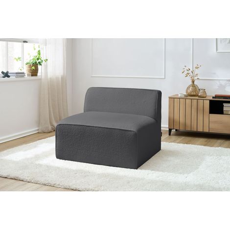 BOBOCHIC - Chauffeuse 1 place pour canapé modulable MEGEVE tissu bouclette Gris foncé (1/5)