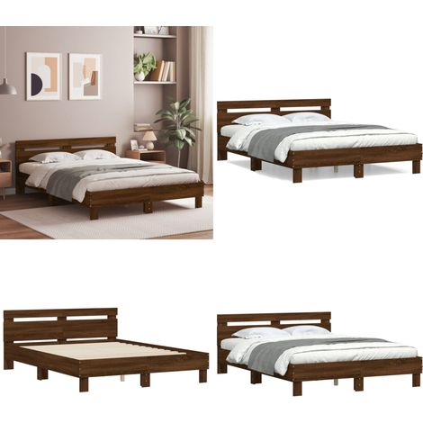 Cadre de lit sans matelas chêne marron 140x200 cm - Cadre De Lit - Lit Double - Lit En Bois - Lit Design - Literie - Home & Living (1/5)