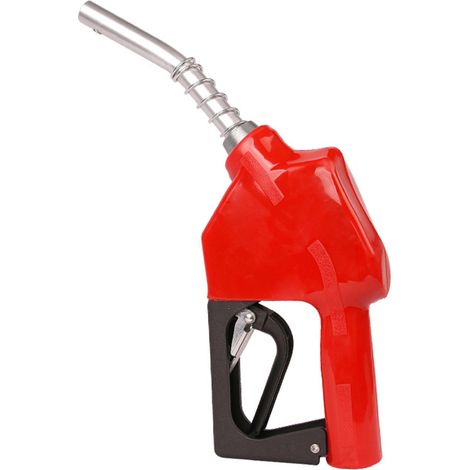 Ugello per carburante con arresto automatico, ugello per benzina in lega di alluminio con ingresso da 1" e uscita da 13/16", rosso. (1/4)