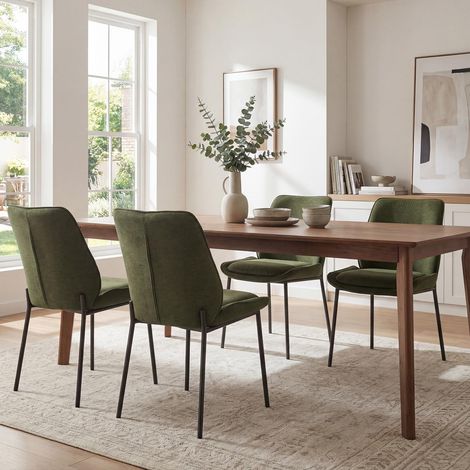Wahson Dining Chairs Set of 4, Chenille Upholstered Kitchen Chairs with Metal Legs, Modern Style for Dining Room, Kitchen and Bedroom, Green (1/5)