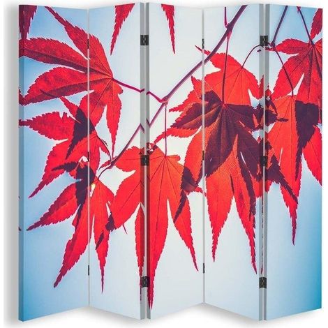 Paravento bilaterale, Foglie rosse in autunno - 180x170 (1/5)