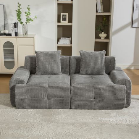 Canapé modulaire compressible en chenille,mousse 30D haute résilience,facile à déplacer,sol antidérapant,idéal pour salon,gris.(BO)