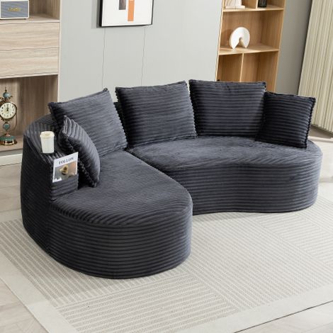 Bogesofa en cordon – doux, respiratoire, avec Becherhalter & Stautasche. Mousse haute densité pour un confort agréable. Incl. coussin – comprimé, immédiatement einsatzbereit. Pour chaque espace réside (1/5)
