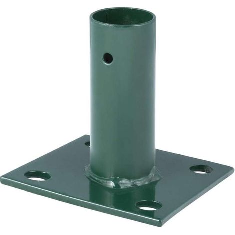 PIASTRA DI FISSAGGIO PER RECINZIONI IN FERRO VERDE PER PALO DIAM 3,4CM (1/5)
