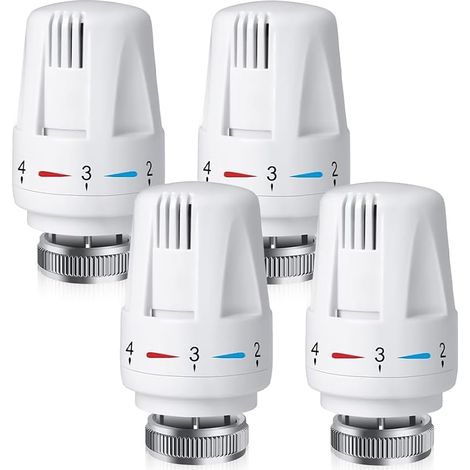 4 Pièces Tete Radiateur Thermostatique, M30 x 1.5 Robinet Thermostatique Radiateur, Tête thermostatique, Thermostat de radiateur, Valve de radiateur pour Maison Bureau (1/5)