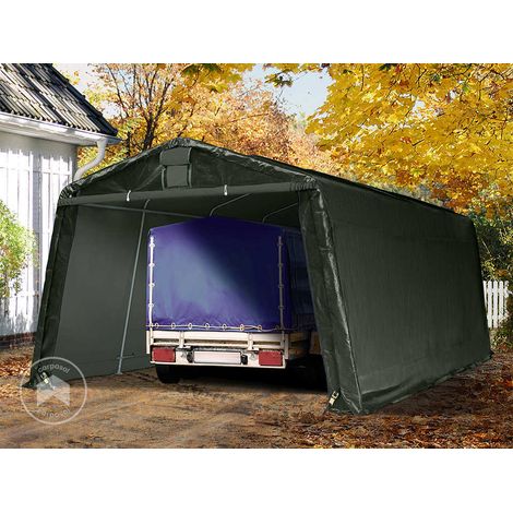 TOOLPORT Carpa Garage 3,3x6,2 m PE 600 N Garaje portátil Cobertizo Compacto de Almacenamiento Refugio 100% Impermeable verde (1/5)