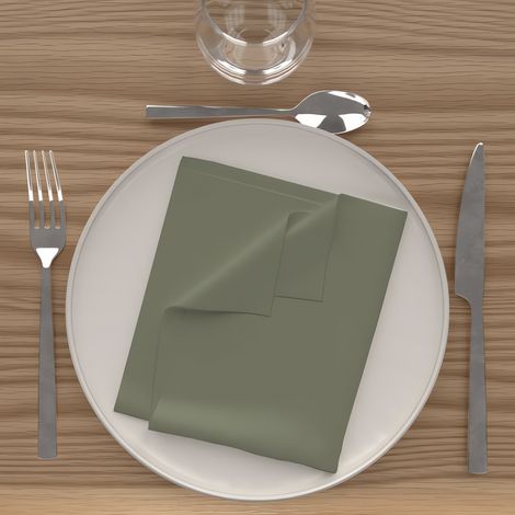 Lot de 3 serviettes de table 40x40 cm ALIX kaki, par Soleil d'Ocre