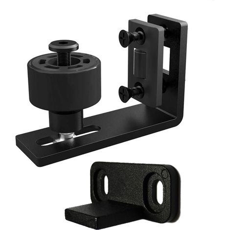 Ajustable Guide de Plancher Mur/porte Guide Inférieur Pour Porte en Bois Coulissante  Une butée d'oscillation supplémentaire à angle droit est fournie Noir (1/5)