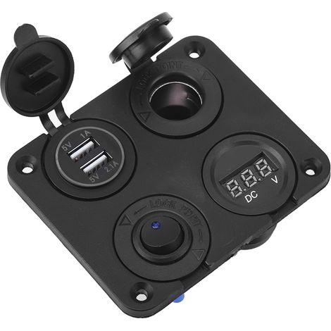 Interrupteur LED 12V 4 Positions Panneau Allume-Cigare Voltmètre Double USB 4.2A Bleu pour Voiture Bateau (1/5)