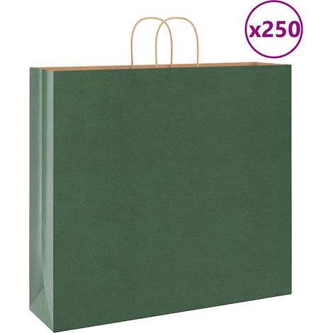 Papiertragetaschen 250 Stk. mit Henkeln Grün 54x15x49 cm vidaXL (1/5)