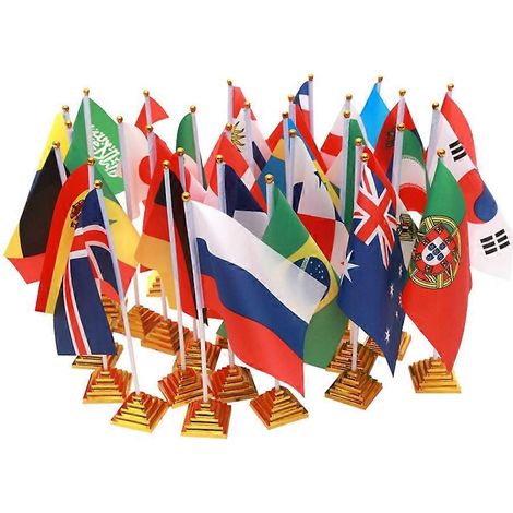 Lot de 10 drapeaux de la Russie (2018) avec support, pour décoration de bureau ou de table.