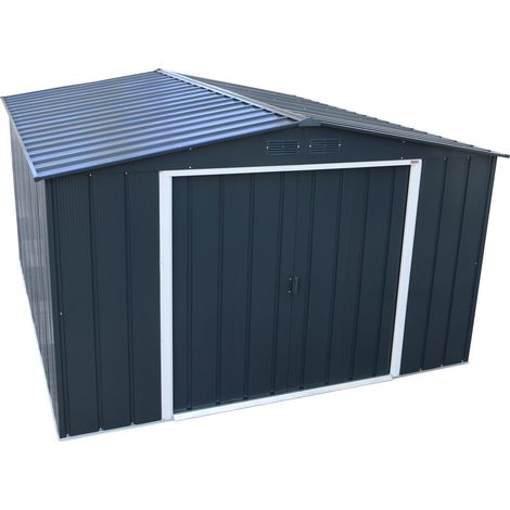 Duramax – Abri de jardin métal 11,62 m2 – Dimensions 3,21 x 3,62 x 2,10 m – Couleur anthracite – Résistance à la corrosion – Garantie 15 ans (1/6)
