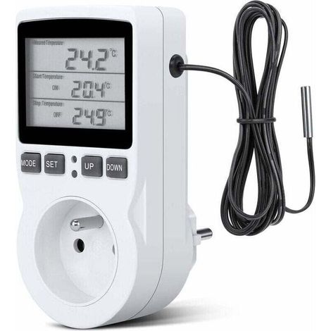 Prise Thermostat, Prise Minuteur Digital, Prise Programmable Digitale avec Sonde, Minuterie Numérique Programmable, Prise Thermostat chauffage pour Serre, Aquarium (1/4)