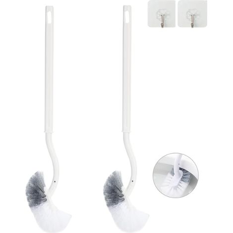 Set 2 brosses WC courbées plastique blanc