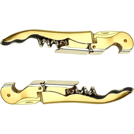 Professioneller 2-in-1-Korkenzieher aus Edelstahl für Sommeliers und Weinliebhaber – Flaschenöffner mit Folienschneider, 2er-Set, elegante Goldoptik (1/5)