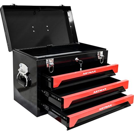 Cassettiera portautensili in acciaio con 3 cassetti 50 x 27 x 35 cm nero e rosso MODENUIT (1/5)
