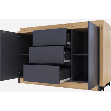 Escritorio plegable giratorio 360° con ruedas bloqueables, 120 x 50 x 76,5 cm, gris y roble (1/5)