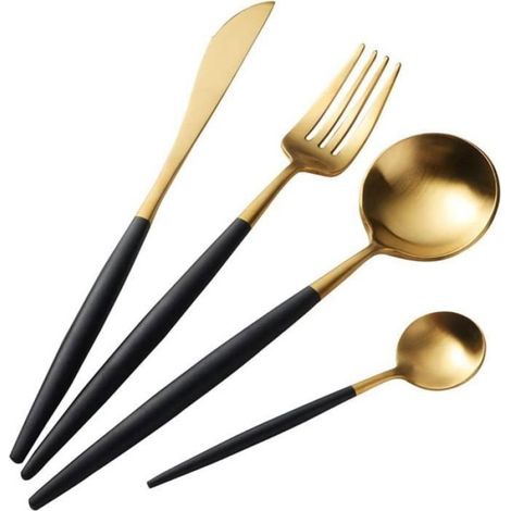 Couverts de table or 4 pièces couverts de table en acier inoxydable set de 4 couverts de table BAC RANGE COUVERTS (1/5)