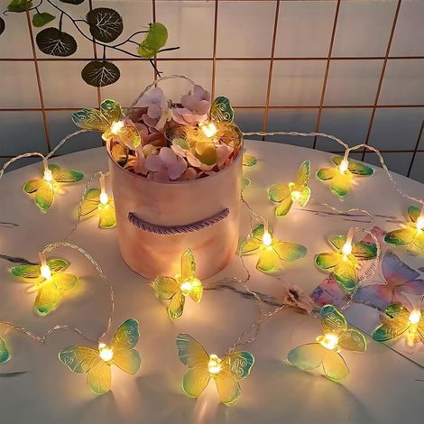 Lichterkette mit Schmetterlingsmotiv – Ideal für Weihnachten, Valentinstag, Halloween, Dekoration im Innen- und Außenbereich, Partys (4,5 m, 30 gelbe LEDs) (1/5)