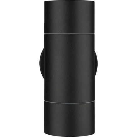 Applique murale extérieure RHAFAYRE, luminaire cylindrique en alliage d'aluminium inoxydable, étanche IP54, design moderne, projecteur LED vers le bas, usage intérieur/extérieur, finition noire. (1/5)