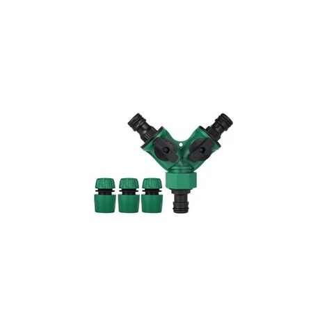 Connecteur de Raccord Tuyau D'arrosage, Embout Tuyau Arrosage, Séparateur de Tuyau en Y, Adaptateur Robinet Tuyau Arrosage, Gardena Raccord avec 2 Sorties Vannes pour Robinet Jardin