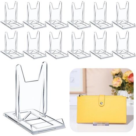 Set de 12 supports décoratifs transparents – Porte-assiettes, livres et téléphone – Présentoir polyvalent – Étagère à assiettes (1/5)