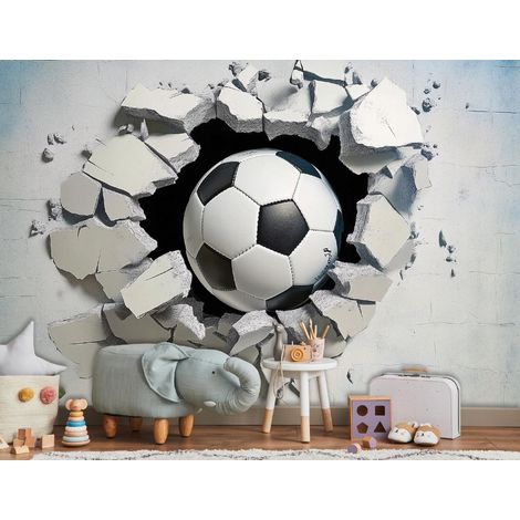 Vlies Fototapete Fußball 150x105 cm, Tapeten, für Wohn und Schlafzimmer, Vliestapete Wandtapete Tapete 3D Effekt- inkl. Kleister - grau für Teenager Jungen, WallArena (1/4)