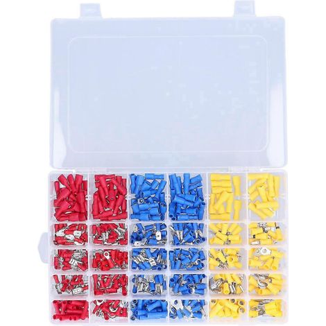 Kit 480 pièces de connecteurs électriques à sertir, bornes de câblage isolées, assortiment de terminaisons pour fil, cosse de connexion, coffret de cosses à sertir (1/5)