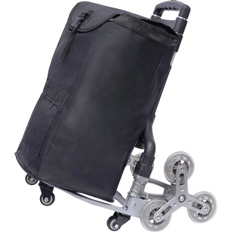Carro plegable para transportar escaleras, de aluminio, altura regulable, color negro. (1/2)