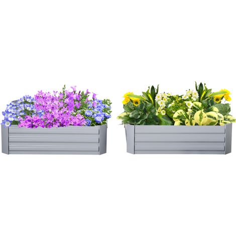 Set mit 2 Hochbeeten 100x100x30 cm - grauer Wellblech-Pflanzkasten