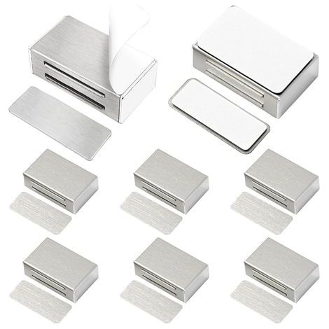 Set mit 8 selbstklebenden Magnetverschlüssen für Schranktüren, verbesserte Version ohne Schrauben oder Bohren. Ideal für Küchenschränke, bieten sie starke Magnetkraft und sind besonders einfach anzubr (1/5)