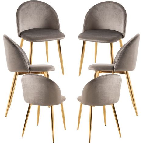Packs Sillas Comedor - Pack 6 Sillas Vint Terciopelo Golden - Gris claro (1/5)