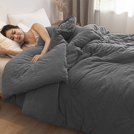 Couette Coton - 200 x 150 cm - 98 % Coton 2 % Elasthanne - Chaude et Douce - Pour Lit Queen Size - 1 Pièce (1/5)