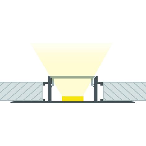 Aluminiumprofil Integrierung in Gips/Pladur mit durchgehender Abdeckung für LED Streifen bis 20 mm Aluminium 2 m Weiß transluzent